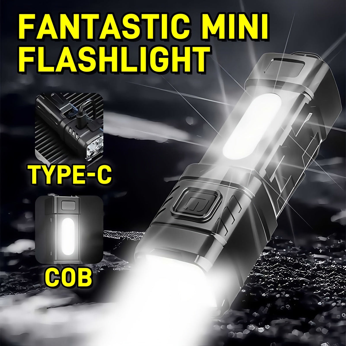 Mini lampe de poche LED rechargeable, lot de 3 ou 6, 2000 lumens, COB, 4 modes, charge USB-C, lampe de poche compacte avec clip arrière et batterie intégrée pour le camping, la randonnée, la chasse et les urgences