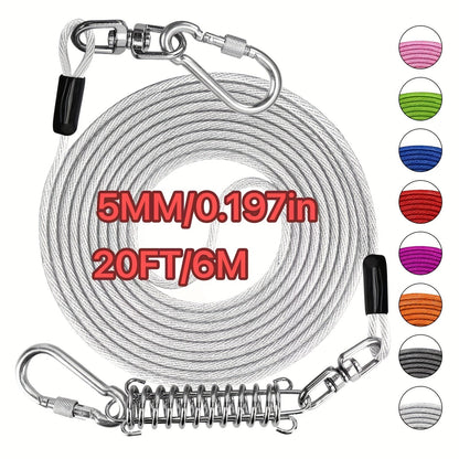 Laisse pour chien ultra-résistante de 1,8, 3, 4,5, 9, 15, 23 ou 30 mètres, câble d'attache d'entraînement pour grands chiens jusqu'à 225 kg, corde de course durable et résistante aux morsures pour le jardin