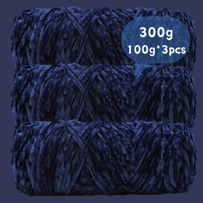 Fil chenille velours, lot de 3 pelotes de 300 g (3 x 100 g), laine douce et épaisse pour tricot et crochet, 47 couleurs, idéal pour débutants, artisanat de luxe pour pulls, écharpes, bonnets, poupées, sacs, amigurumi et projets DIY