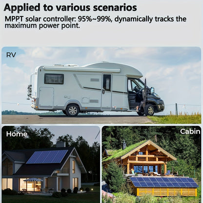 Contrôleur de charge solaire MPPT 100 A avec écran LCD et suivi automatique – Compatible avec les batteries au plomb, au lithium et LiFePO4, pour systèmes solaires hors réseau, camping-cars, bateaux et maisons
