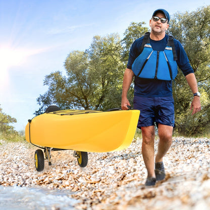 Chariot de transport pour kayak pliable Bonnlo en alliage d'aluminium moulé avec roues pleines de 10 po – Convient aux canoës, planches à pagaie, bateaux à fond plat, tapis flottants et embarcations