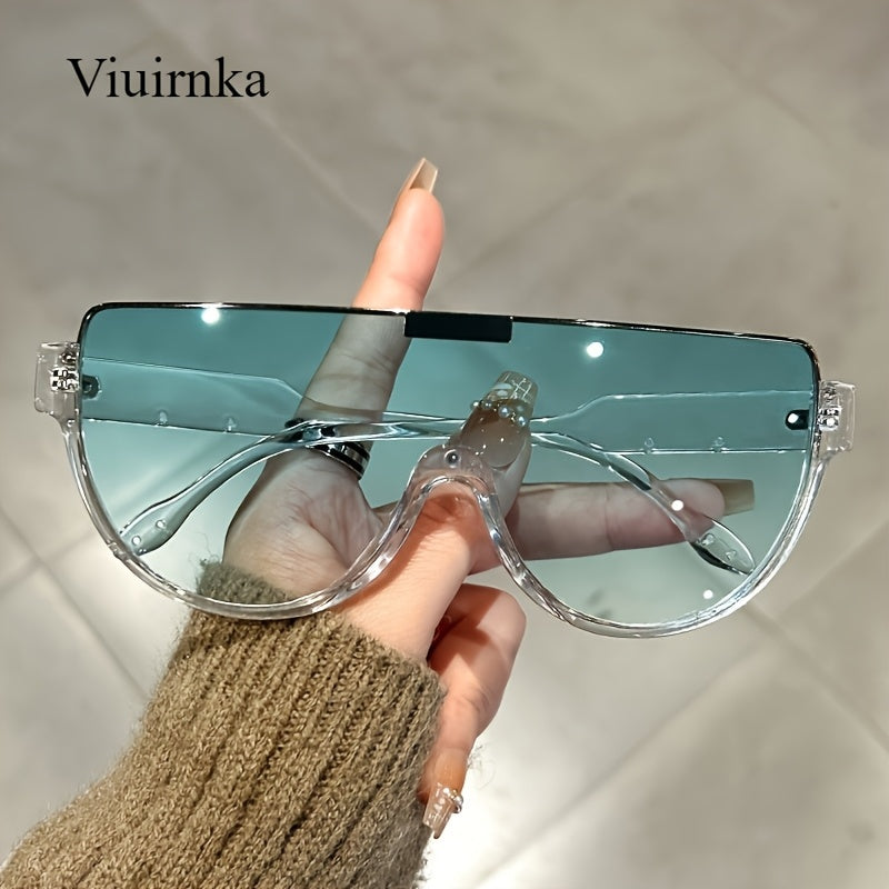 Lunettes de soleil semi-circulaires surdimensionnées pour hommes et femmes – Protection UV, verres anti-reflets, 5 couleurs – Lunettes unisexes tendance pour les voyages, la plage et le quotidien