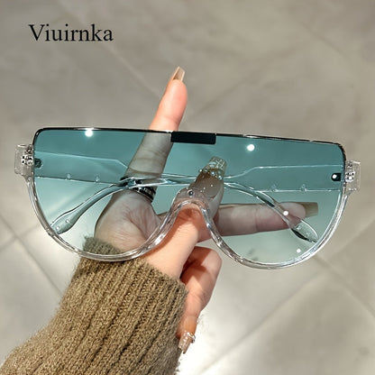 Lunettes de soleil semi-circulaires surdimensionnées pour hommes et femmes – Protection UV, verres anti-reflets, 5 couleurs – Lunettes unisexes tendance pour les voyages, la plage et le quotidien