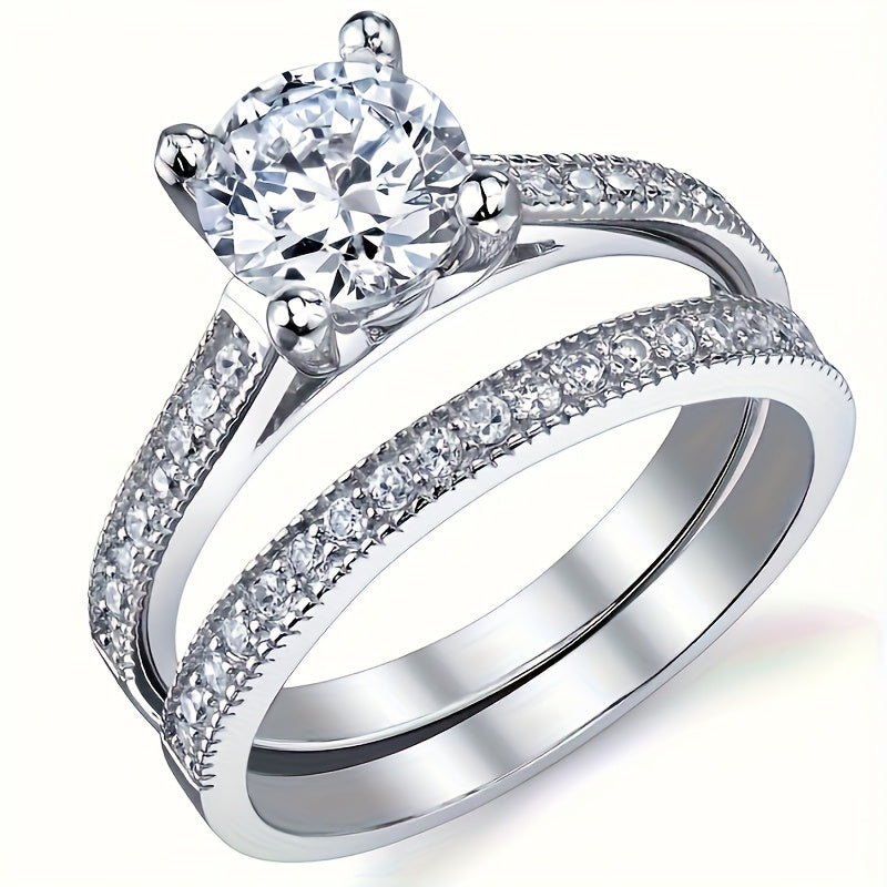 Ensemble de 9 bagues de mariage pour femme avec oxydes de zirconium taille princesse – Alliances empilables, cadeau de bijoux classique pour petite amie et épouse