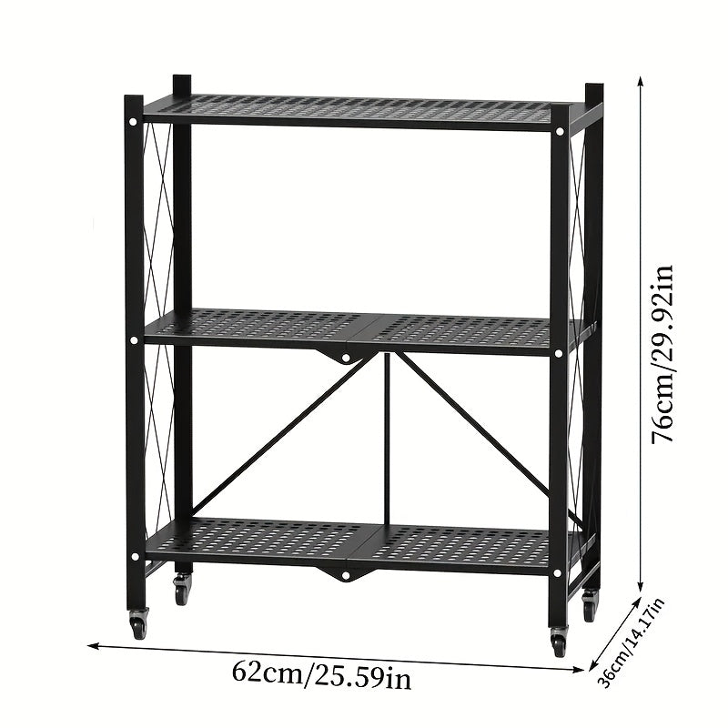 Étagère de rangement sur roulettes – Meuble de rangement mobile à 3, 4 ou 5 niveaux pour bureau et maison, organisateur à étages, montage facile – Noir et blanc