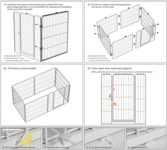 Enclos pour chien d’intérieur en acier inoxydable – Parc pour animaux multifonction avec zones de repos, de jeu et d’apprentissage de la propreté pour petits et moyens chiens, pré-assemblé pour une installation facile, noir ou blanc