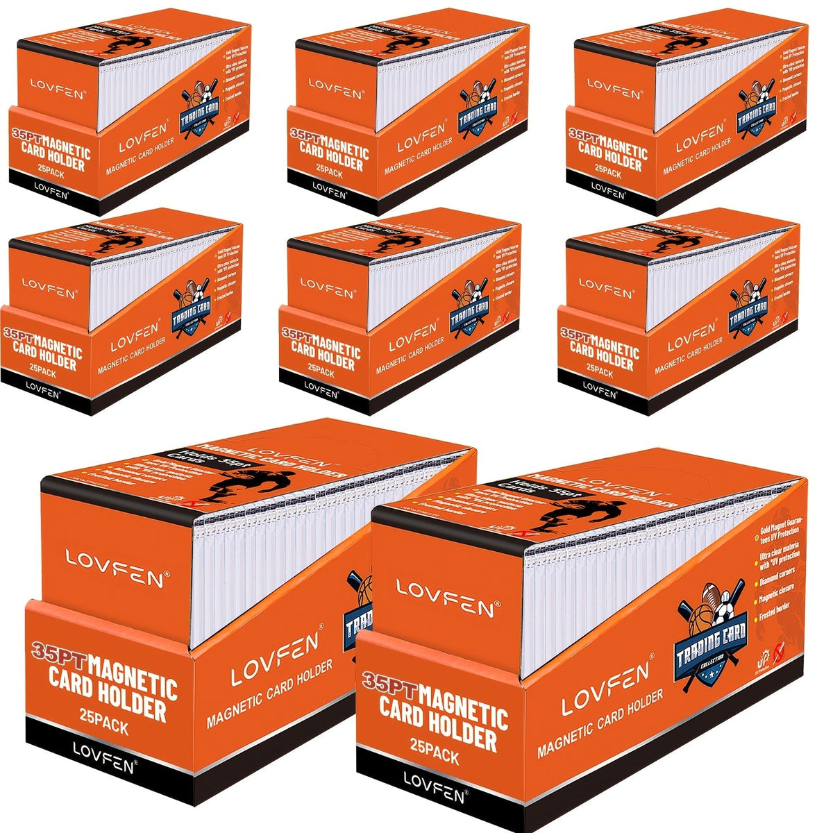 Étuis magnétiques pour cartes 35pt avec protection UV – Protections ultra-fines en plastique rigide pour cartes à collectionner, étuis « One-Touch » pour cartes de sport, football, baseball, Pokémon, TCG – Lot de 25/50/100/200/400