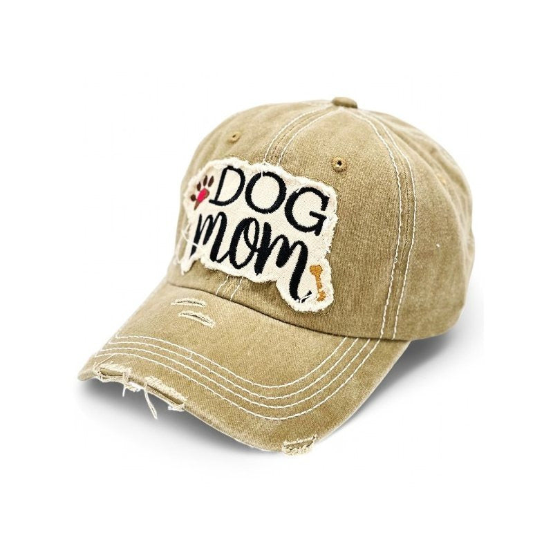 Casquette de baseball vintage brodée avec patte et os pour maman de chien – 100 % coton, respirante, réglable, protection UV, cadeau pour amoureux des chiens, disponible en rose, noir, bleu sarcelle et kaki