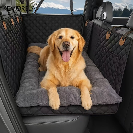 Canapé-lit pour chien en peluche extra large - Tapis pour animaux en polyester ultra-doux épaissi avec appuie-tête et bords surélevés, couchage confortable et durable pour toutes les races de chiens, 2 couleurs (gris/café clair)