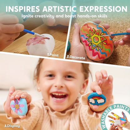 Kit de peinture sur pierres phosphorescentes pour enfants – Ensemble créatif de bricolage et art rupestre, jouet de peinture graffiti, cadeau d'activité en plein air pour anniversaires de garçons et filles