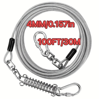 Laisse pour chien ultra-résistante de 1,8, 3, 4,5, 9, 15, 23 ou 30 mètres, câble d'attache d'entraînement pour grands chiens jusqu'à 225 kg, corde de course durable et résistante aux morsures pour le jardin
