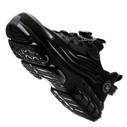 Chaussures de travail respirantes pour hommes – Chaussures de sécurité durables avec bandes réfléchissantes, semelle légère et amortissante pour l'industrie, la construction et un usage quotidien, disponibles en noir et gris, tailles US 6 à 11