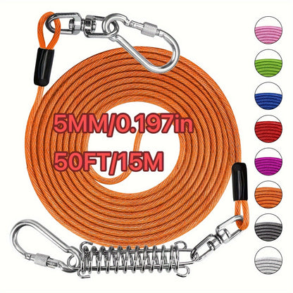 Laisse pour chien ultra-résistante de 1,8, 3, 4,5, 9, 15, 23 ou 30 mètres, câble d'attache d'entraînement pour grands chiens jusqu'à 225 kg, corde de course durable et résistante aux morsures pour le jardin