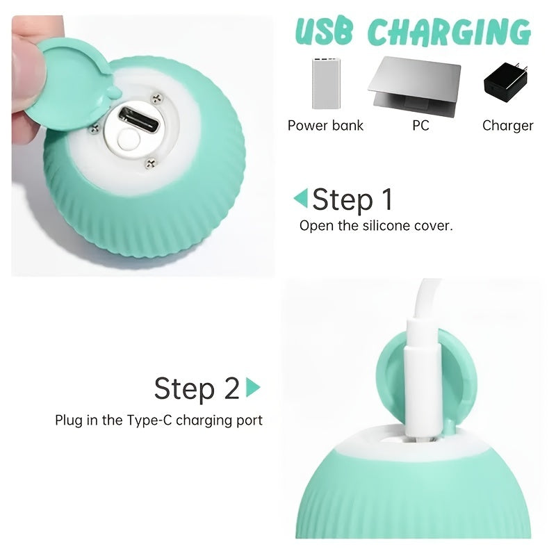 Jouet intelligent et automatique pour chat en forme de balle roulante – Batterie rechargeable 150 mAh, balle interactive auto-motrice pour des heures de jeu et d'exercice en intérieur, jouet électronique pour chaton