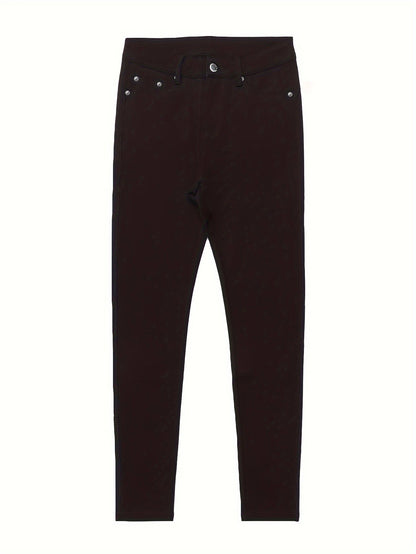 Jean skinny stretch taille haute pour femme, détail bouton en métal, style urbain, pantalon en jean coupe ajustée, 10 couleurs, S-XXL