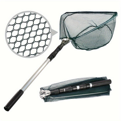 Épuisette de pêche pliable avec manche télescopique en alliage d'aluminium – 3 tailles 86 cm, 110 cm, 130 cm, filet métallique escamotable pour poissons, crabes, écrevisses et crevettes, équipement de pêche portable