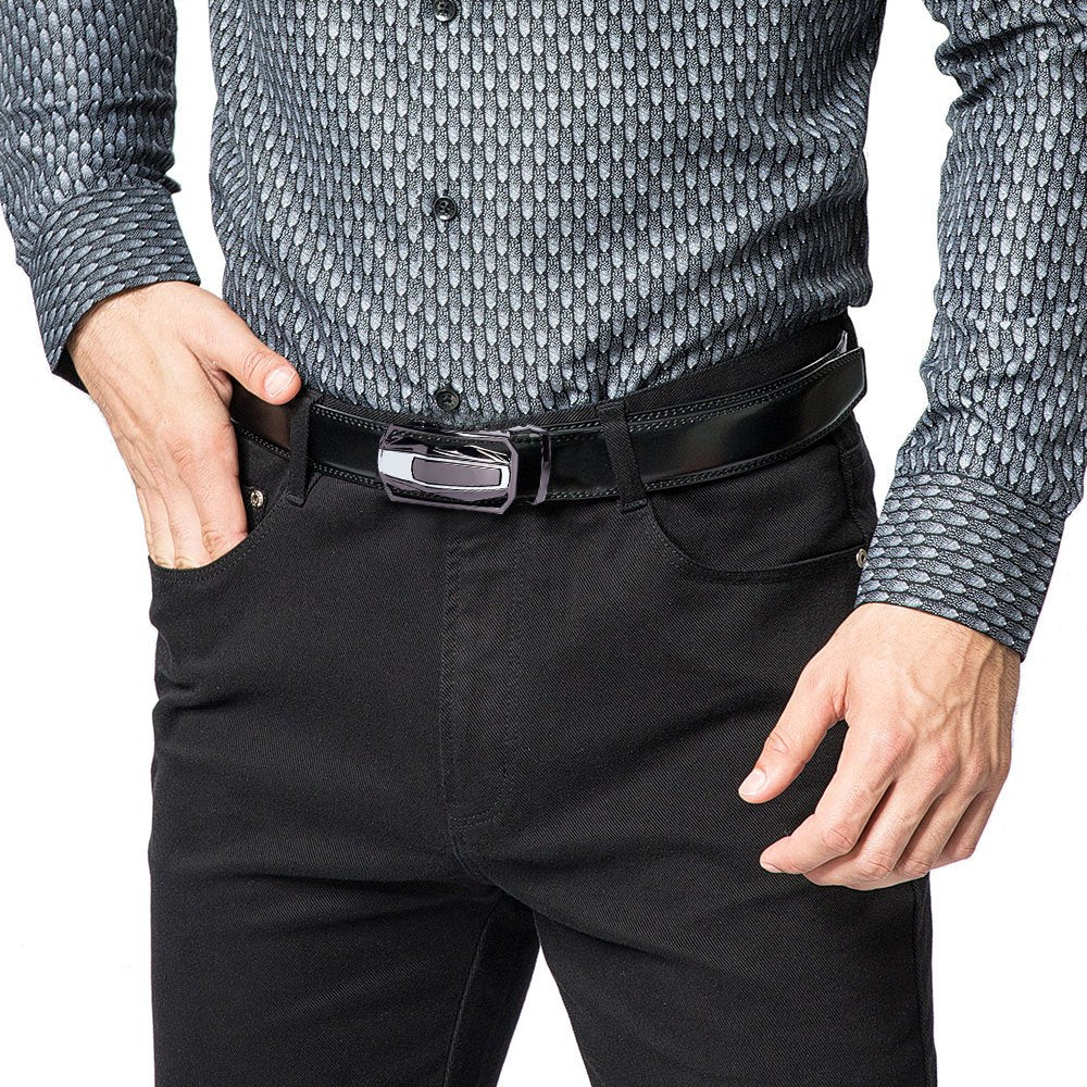 Lot de 2 ceintures à cliquet en cuir pour homme – Boucle coulissante réglable, largeur 3,5 cm, tailles 66 à 137 cm, 3 combinaisons de couleurs, ceinture habillée et tendance, cadeau idéal pour Noël et la fête des Pères
