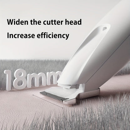 Pet Grooming Clipper Low Noise USB Rechargeable - Multi-Functional Dog & Cat Hair Trimmer with LED Light for Paws, Eyes, Ears, Face & Belly, Cordless Full-Body Grooming Kit for Sensitive Pets (White)