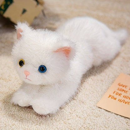 Peluche chat réaliste - adorable chaton en peluche pour enfants, poupée en peluche douce et réaliste disponible en 6 couleurs (marron, gris, orange, noir, noir et blanc, blanc), cadeau pour garçons et filles de tous âges