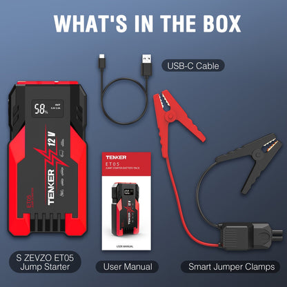 Démarreur de voiture 4000A/6000A avec compresseur d'air 150 PSI – Booster de batterie portable 2-en-1 et gonfleur de pneus, batterie externe à charge rapide USB, lampe de poche à 3 modes pour voitures, camions, motos et SUV
