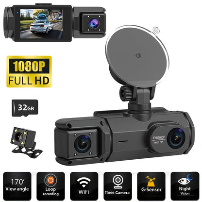 Dash Cam S2N 1080P HD double caméra avant et arrière avec ADAS, vision nocturne, capteur G, enregistrement en boucle, mode parking 24h, grand angle 170°, écran IPS 2", enregistreur vidéo pour voiture, carte SD non incluse