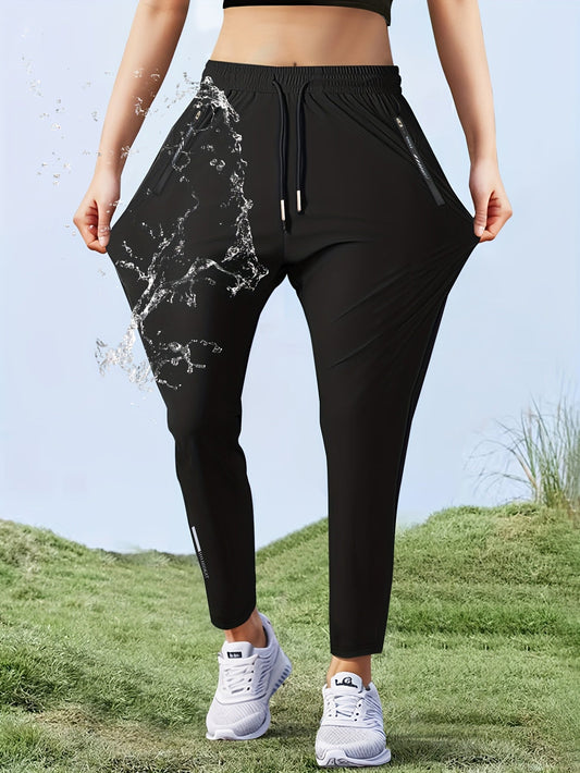 Pantalon de jogging athlétique pour femme, coupe droite, séchage rapide, haute élasticité, taille à cordon, poche zippée, pantalon de course léger et déperlant, 5 couleurs, XS-XL