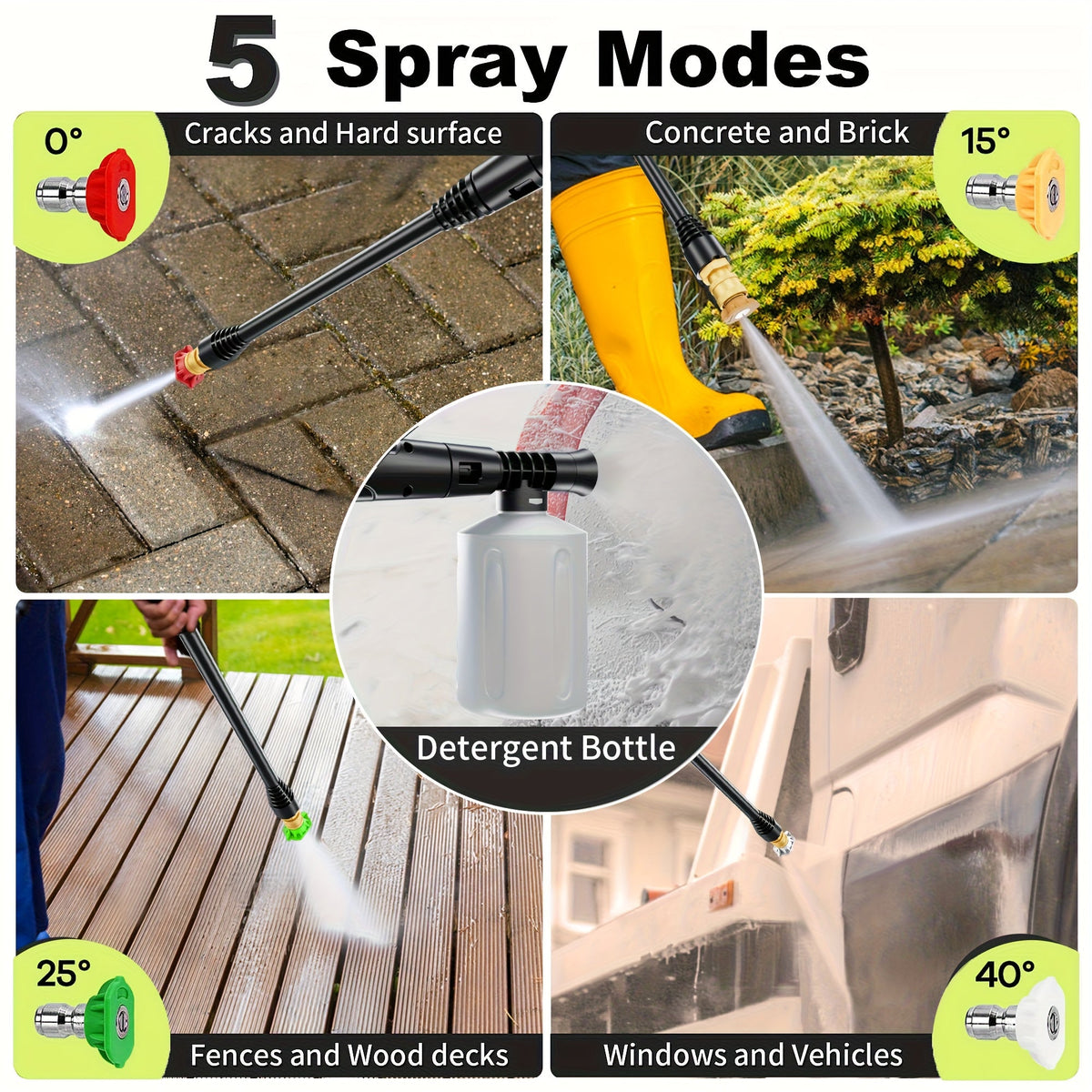 Nettoyeur haute pression électrique 4500 PSI 3,2 GPM – avec canon à mousse, 4 buses à connexion rapide, tuyau d'admission et filtre pour le nettoyage des voitures, clôtures, allées et de la maison