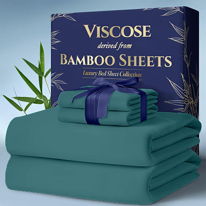 Cooling Bamboo Bed Sheet Sets – Ultra-Soft Breathable Deep Pocket Sheets for Hot Sleepers, Twin Full Queen King, 4-Piece Set with Pillowcases, Moisture-Wicking Temperature Regulating