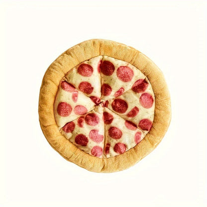 Jouet pour chien en peluche Pizza au pepperoni qui fait du bruit – Jouet à mâcher interactif et doux en polyester avec sifflet pour toutes les races, jouet amusant pour chien sur le thème de la nourriture pour chiots et chiens adultes