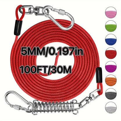Laisse pour chien ultra-résistante de 1,8, 3, 4,5, 9, 15, 23 ou 30 mètres, câble d'attache d'entraînement pour grands chiens jusqu'à 225 kg, corde de course durable et résistante aux morsures pour le jardin