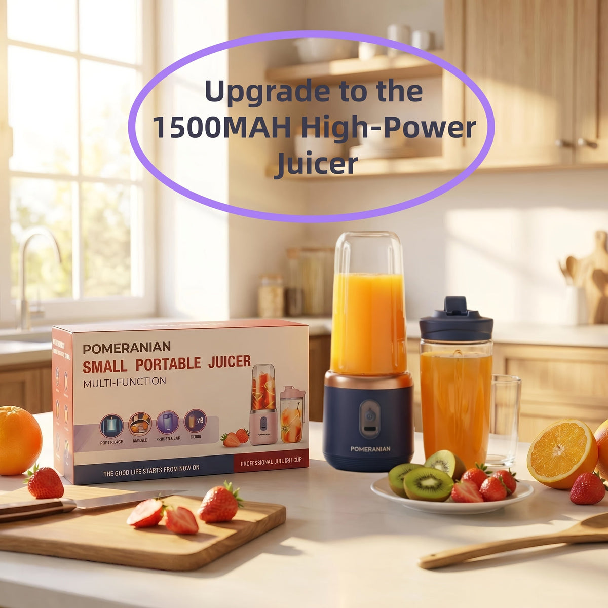 Mixeur personnel portable rechargeable par USB 1500 mAh – Blender à smoothies pour fruits et légumes en ABS de qualité alimentaire avec double tasse, mini mixeur multifonction pour la maison, les voyages et la salle de sport, coffret cadeau inclus