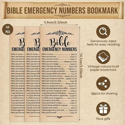 Lot de 50 marque-pages bibliques – Marque-pages en papier kraft avec versets inspirants pour l'église, fournitures d'école du dimanche, école biblique de vacances, cadeaux religieux et petits cadeaux de Noël chrétiens