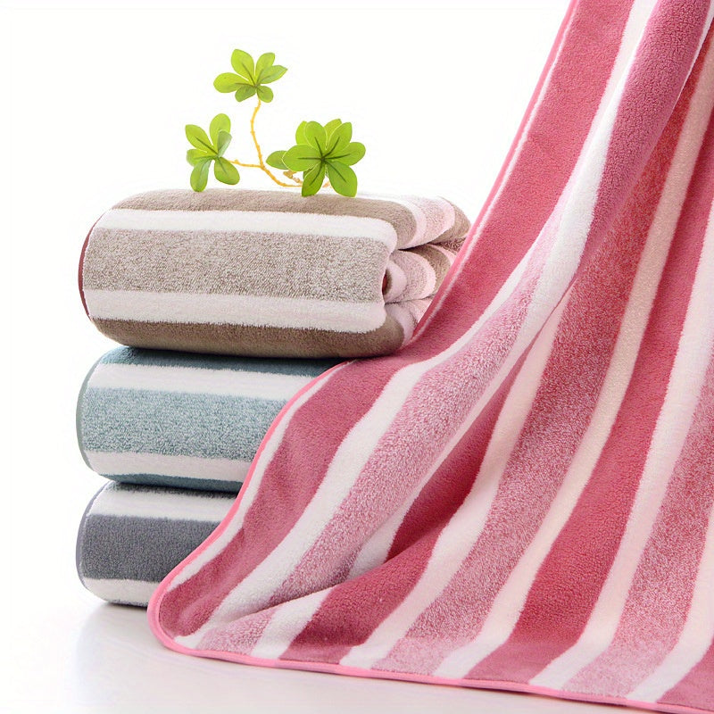 Ensemble de serviettes de bain rayées, absorbantes, à séchage rapide, ultra douces et douces pour la peau, 70 x 140 cm, pour la maison, la salle de bain ou la plage – Disponible en lot de 1 ou 4, plusieurs couleurs au choix