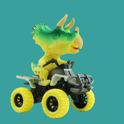 Voiture dinosaure à inertie, véhicule tout-terrain T-Rex et Tricératops pour enfants – Camion dinosaure à friction en plastique durable – Jouet d'imagination pour tout-petits et garçons de 3 ans et plus – Noir, vert, orange