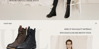 Bottes Chukka de moto pour homme – Bottines de ville en cuir véritable à lacets et fermeture éclair avec semelle antidérapante, bout renforcé, semelle intérieure rembourrée respirante, noir et marron | Velora