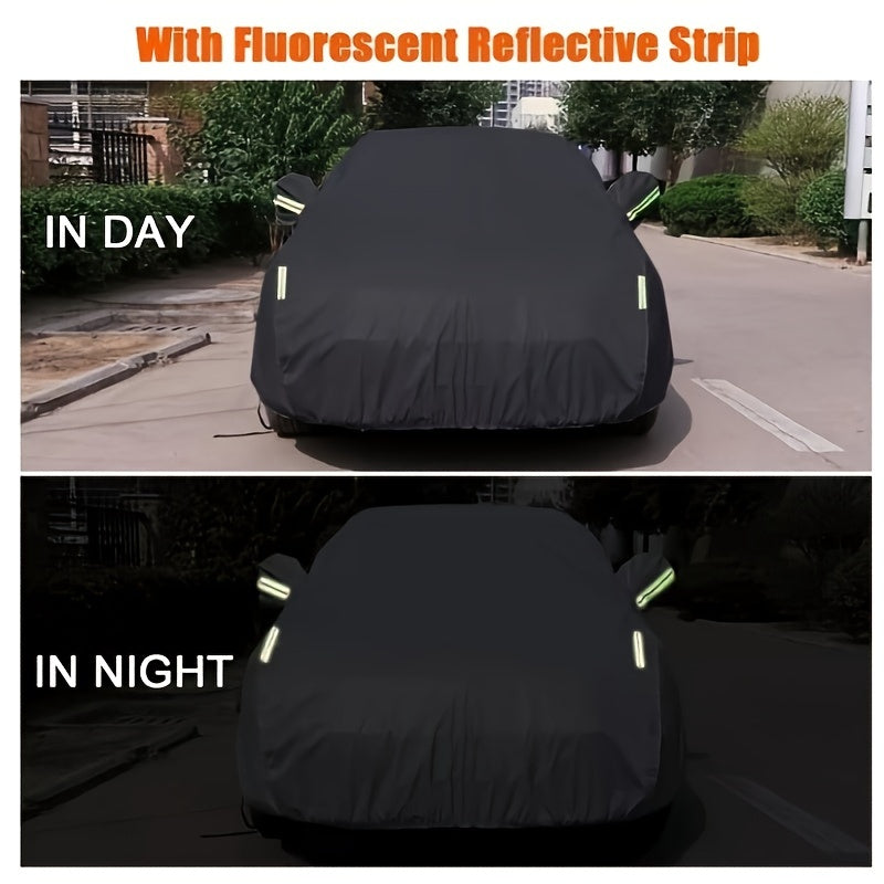 Waterproof Car Cover for Sedan & SUV – All Season UV Protection, Rain, Snow & Dust Shield, Thickened 190T Oxford Cloth, Fits Cars 183–216 Inches, Storage Bag Included – Black