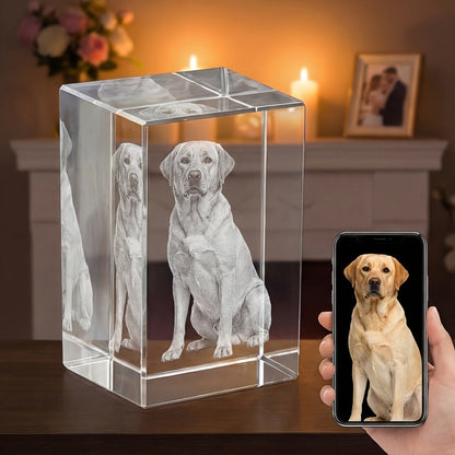 Cube en cristal personnalisé avec gravure sur mesure - Cadeau commémoratif 3D pour chiens et chats, souvenir unique pour la Saint-Valentin, la fête des mères, un anniversaire, cube en cristal avec photo personnalisée pour les amoureux des animaux