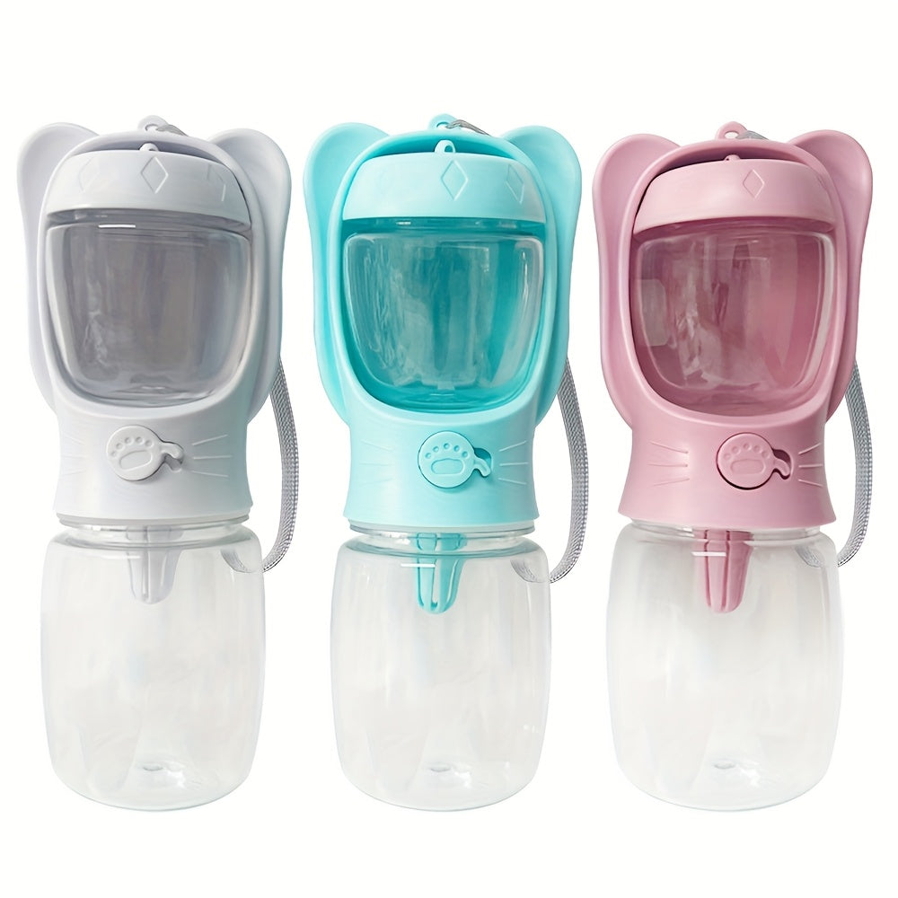 Gourde portable pour chien avec récipient à nourriture - Distributeur d'eau pour animal de compagnie 2-en-1 pour la marche, la randonnée et le voyage, gourde anti-fuite pour chiens et chats