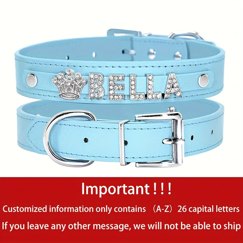 Collier pour chien en cuir PU personnalisé avec médaille - Collier d'identification personnalisé pour petits, moyens et grands chiens et chats XS S M L 8 couleurs, accessoire élégant pour animal de compagnie, cadeau, blanc, noir, rose, bleu, violet