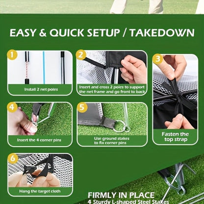 Filet de pratique de golf 10x7 pi avec tapis, balles, tees et sac de transport – Filet de frappe robuste pour jardin, sous-sol et usage intérieur/extérieur, équipement d'entraînement de golf, cadeau pour hommes et femmes
