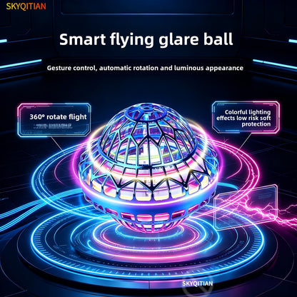 Jouet balle volante magique OVNI avec lumière LED – Contrôle manuel, balle boomerang à lévitation, contrôle intelligent par gestes, jeu intérieur/extérieur, cadeau de fête pour enfants, garçons et filles, Halloween, Noël