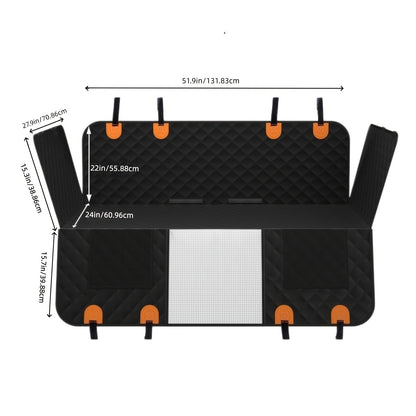 Dog Car Seat with Hard Bottom Support Panel & Mesh Window - Large Space Wear-Resistant Pet Car Seat Mat for Back Seat, Universal Fit Dog Cat Car Booster Seat, Includes Pet Leash Option, Black