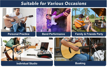 Système sans fil pour guitare A8 avec émetteur et récepteur rechargeables intégrés – Audio stéréo, chargement USB, compatible avec guitare électrique, basse et violon, fonctionne avec les amplificateurs