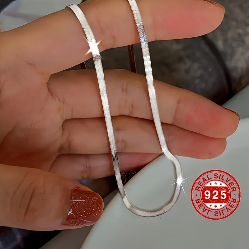 Collier chaîne serpent plat en argent sterling S925 unisexe – Collier artisanal hypoallergénique, longueurs de 18 à 22 pouces, style superposable, cadeau idéal pour elle ou lui