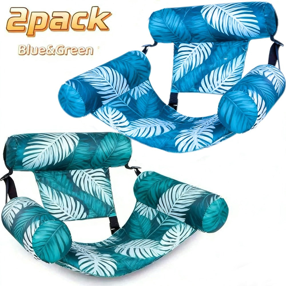Chaise longue gonflable pour piscine en forme de feuille pour adultes, bouée d'été portable pour la plage, le lac ou les fêtes à la piscine - Disponible en bleu ou vert, lot de 1 ou lot de 2