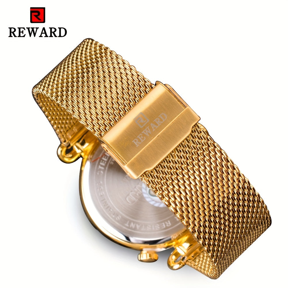 Montre à quartz vintage classique pour homme – Montre habillée élégante à cadran doré avec coffret cadeau, garde-temps analogique pour le travail, les occasions formelles et spéciales