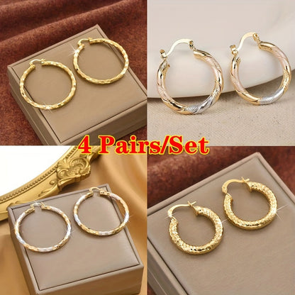 Boucles d'oreilles créoles torsadées plaquées or 14 carats pour femmes – Créoles rondes bohèmes vintage, cuivre sans nickel, parfaites pour un usage quotidien, un mariage, une fête, un anniversaire ou comme cadeau de Noël