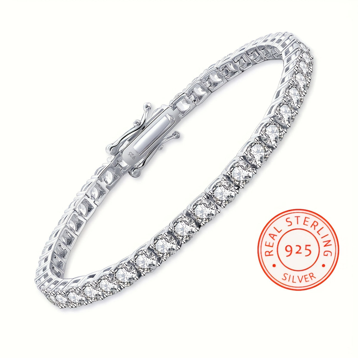 Bracelet tennis en argent sterling 925 avec moissanite de 5 mm – Bijou de luxe style hip-hop avec diamant de laboratoire étincelant, cadeau pour femme, idéal pour banquet, mariage, anniversaire, Noël, fête des mères