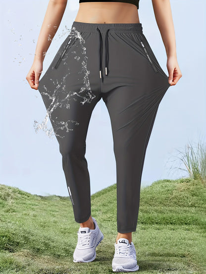Pantalon de jogging athlétique pour femme, coupe droite, séchage rapide, haute élasticité, taille à cordon, poche zippée, pantalon de course léger et déperlant, 5 couleurs, XS-XL