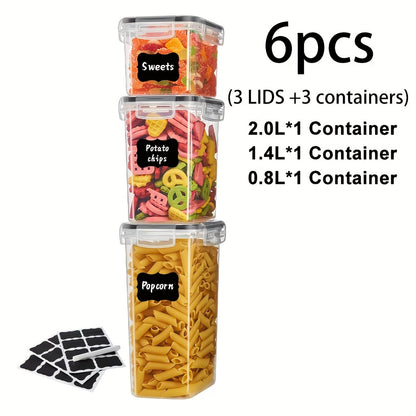 Boîtes de conservation hermétiques avec couvercles, sans BPA – Récipients de rangement de garde-manger en plastique avec fermeture à clapet pour riz, céréales, pâtes, farine et sucre, empilables, ensembles de 6 à 84 pièces